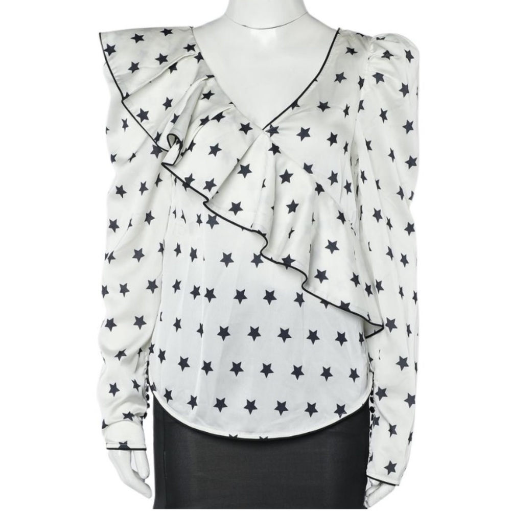self-portrait
White Star Printed Satin Ruffled